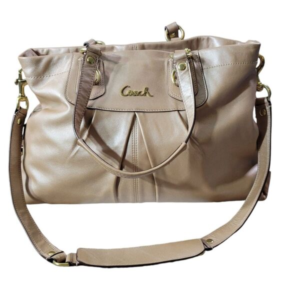 Coach Ashley Champagne Gold Leather Top Handle Bag With Shoulder‎ Strap F1160 - Picture 1 of 14
